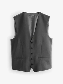 Next Regular Fit Essential Suit Waistcoat Charcoal Grey Outlet