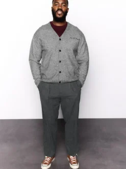 Next Regular Fit Smart Brushed Cotton Textured Trousers Charcoal Grey Sale
