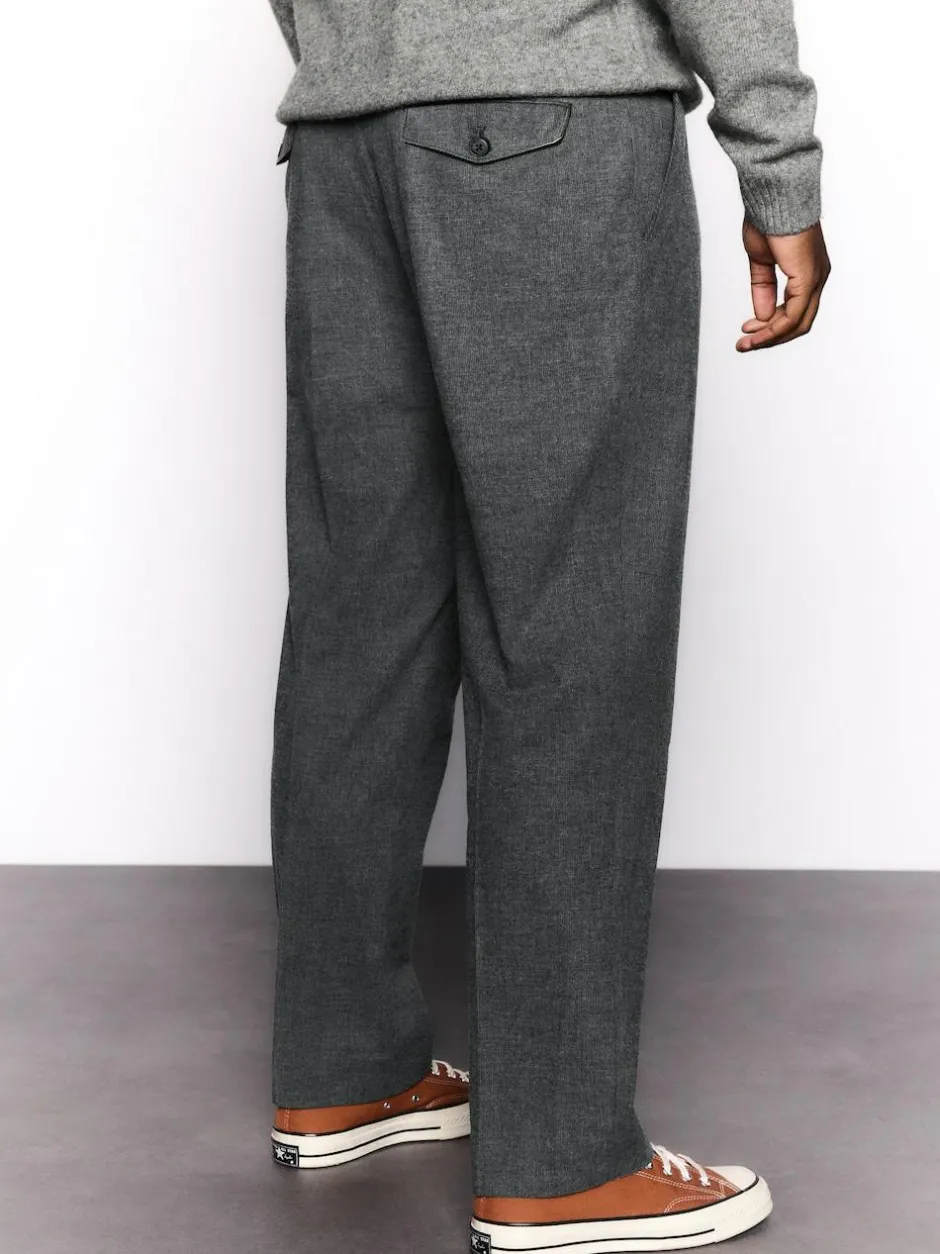 Next Regular Fit Smart Brushed Cotton Textured Trousers Charcoal Grey Sale