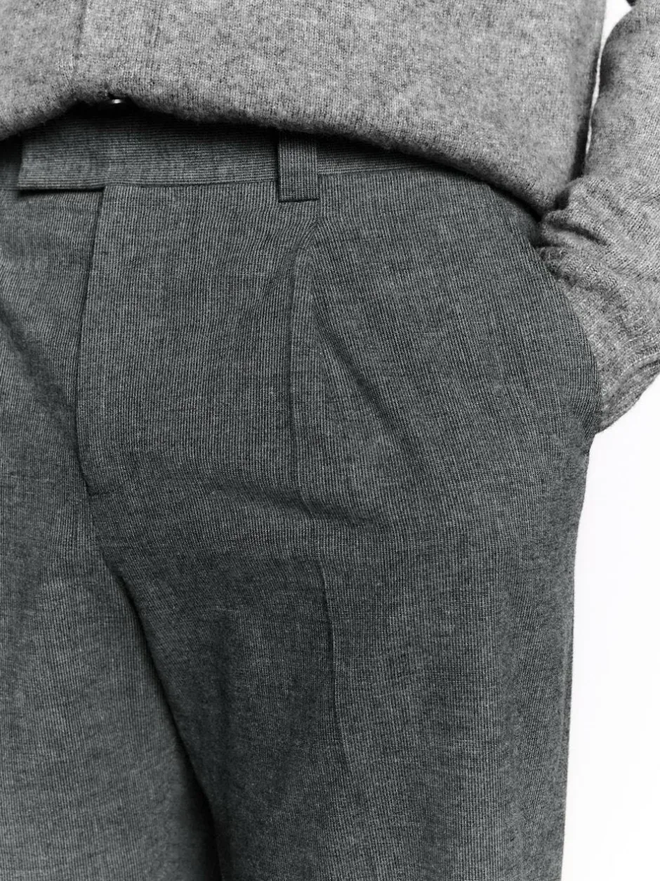 Next Regular Fit Smart Brushed Cotton Textured Trousers Charcoal Grey Sale