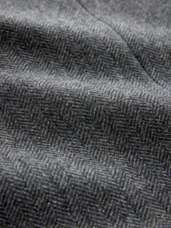 Next Regular Fit Wool Rich Herringbone Blazer Charcoal Grey