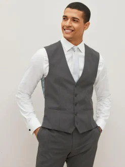 Next Regular Fit Waistcoat Charcoal Grey Discount