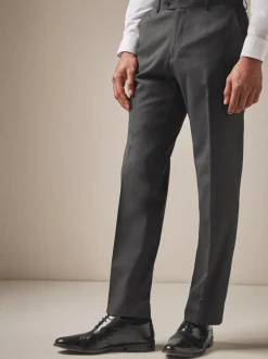 Next Charcoal Grey Regular Fit Stretch Smart Trousers Outlet