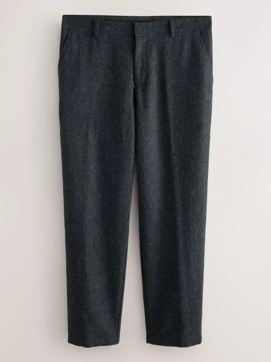 Next Relaxed Fit Wool Blend Suit Trousers Charcoal Grey