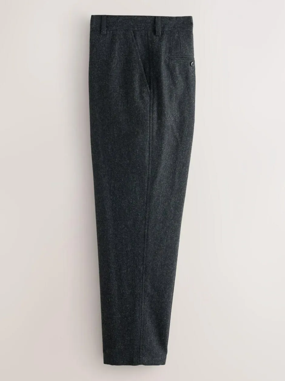 Next Relaxed Fit Wool Blend Suit Trousers Charcoal Grey