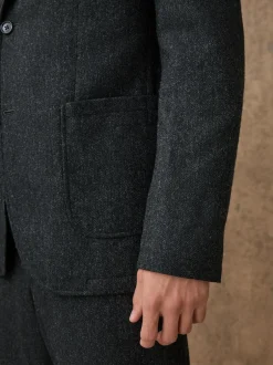 Next Relaxed Fit Wool Blend Suit Jacket Charcoal Grey New