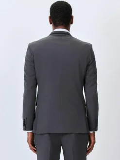 Next Charcoal Grey Skinny Fit Inset Lapel Detail Tuxedo Suit Jacket Outlet