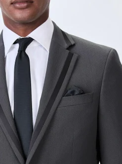 Next Charcoal Grey Skinny Fit Inset Lapel Detail Tuxedo Suit Jacket Outlet