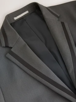 Next Charcoal Grey Skinny Fit Inset Lapel Detail Tuxedo Suit Jacket Outlet