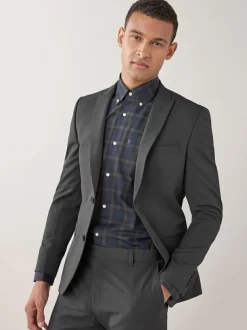 Next Skinny Fit Two Button Suit Jacket Charcoal Grey New