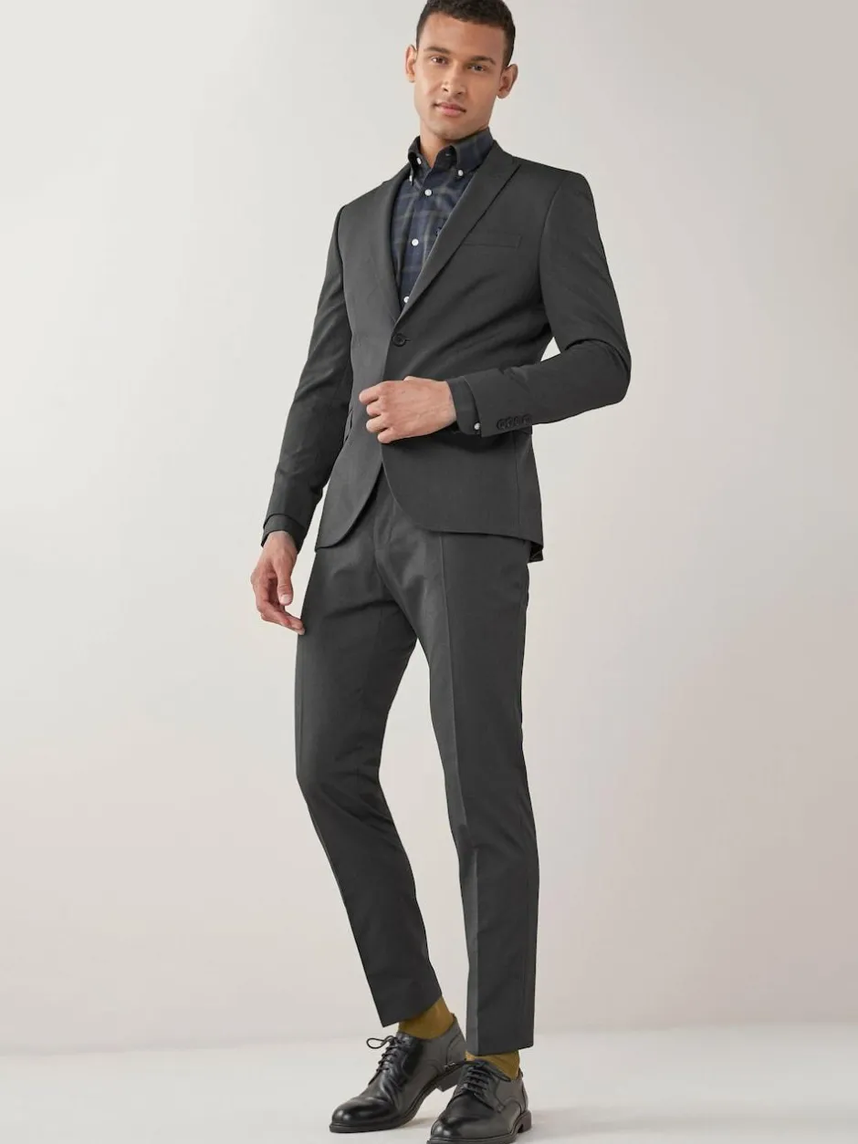 Next Skinny Fit Two Button Suit Jacket Charcoal Grey New