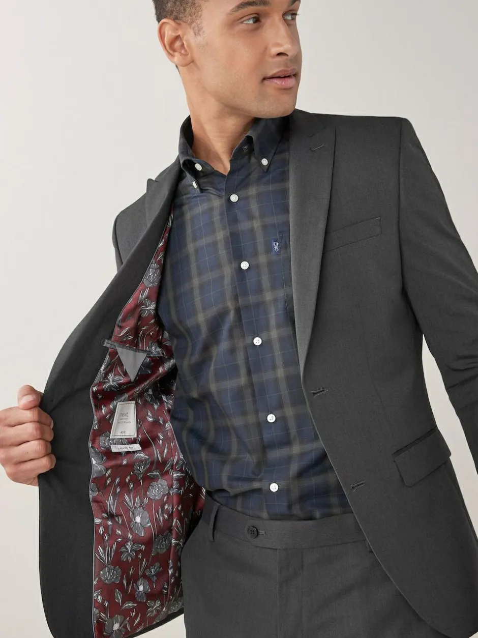Next Skinny Fit Two Button Suit Jacket Charcoal Grey New