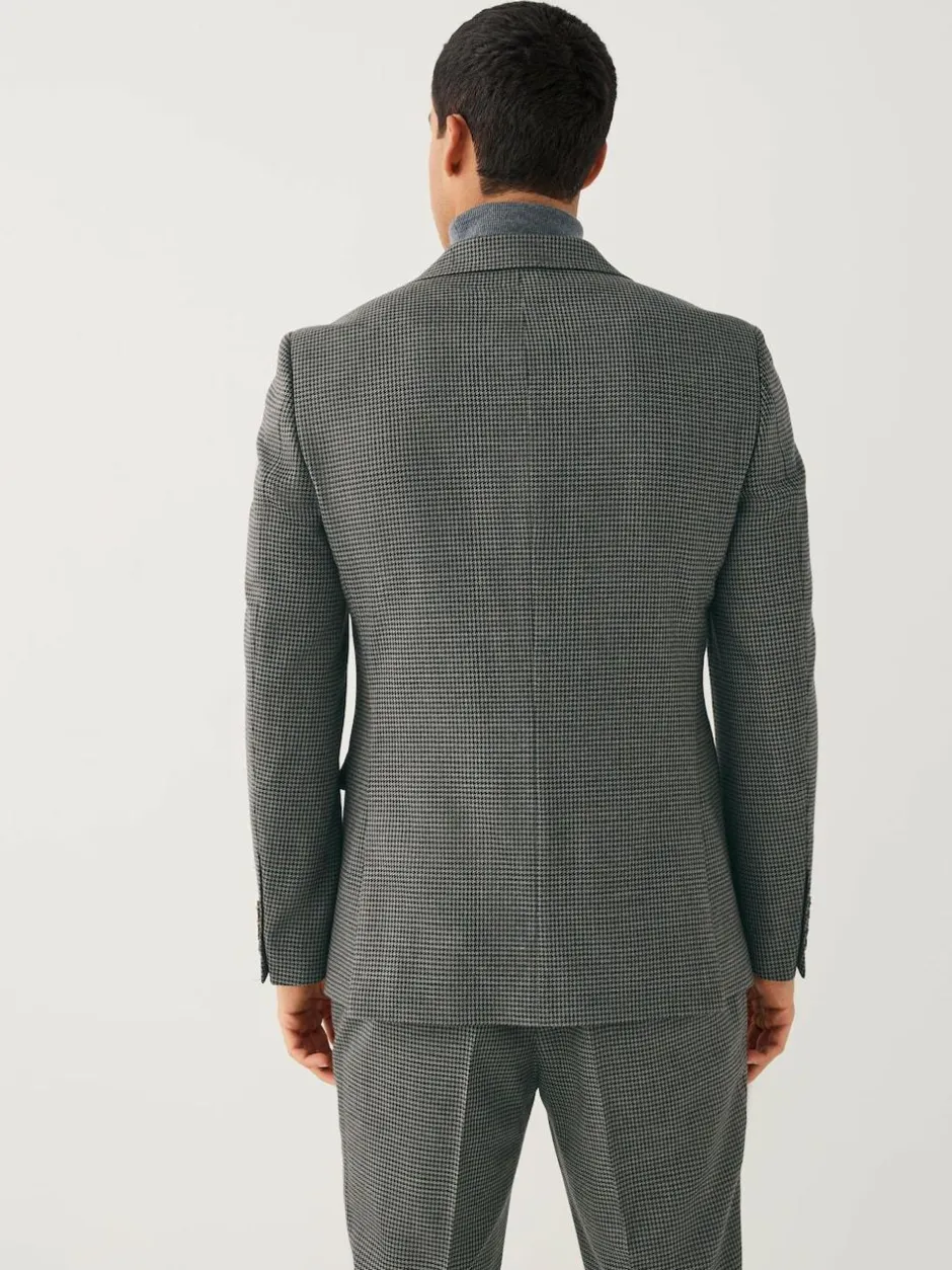 Next Charcoal Grey Slim Fit Puppytooth Wool Blend Suit Jacket