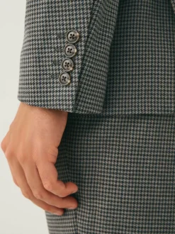 Next Charcoal Grey Slim Fit Puppytooth Wool Blend Suit Jacket