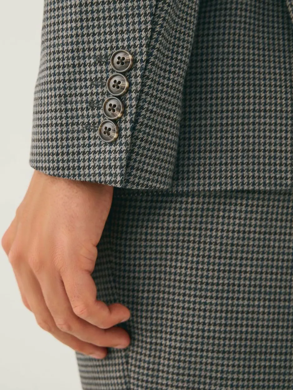 Next Charcoal Grey Slim Fit Puppytooth Wool Blend Suit Jacket