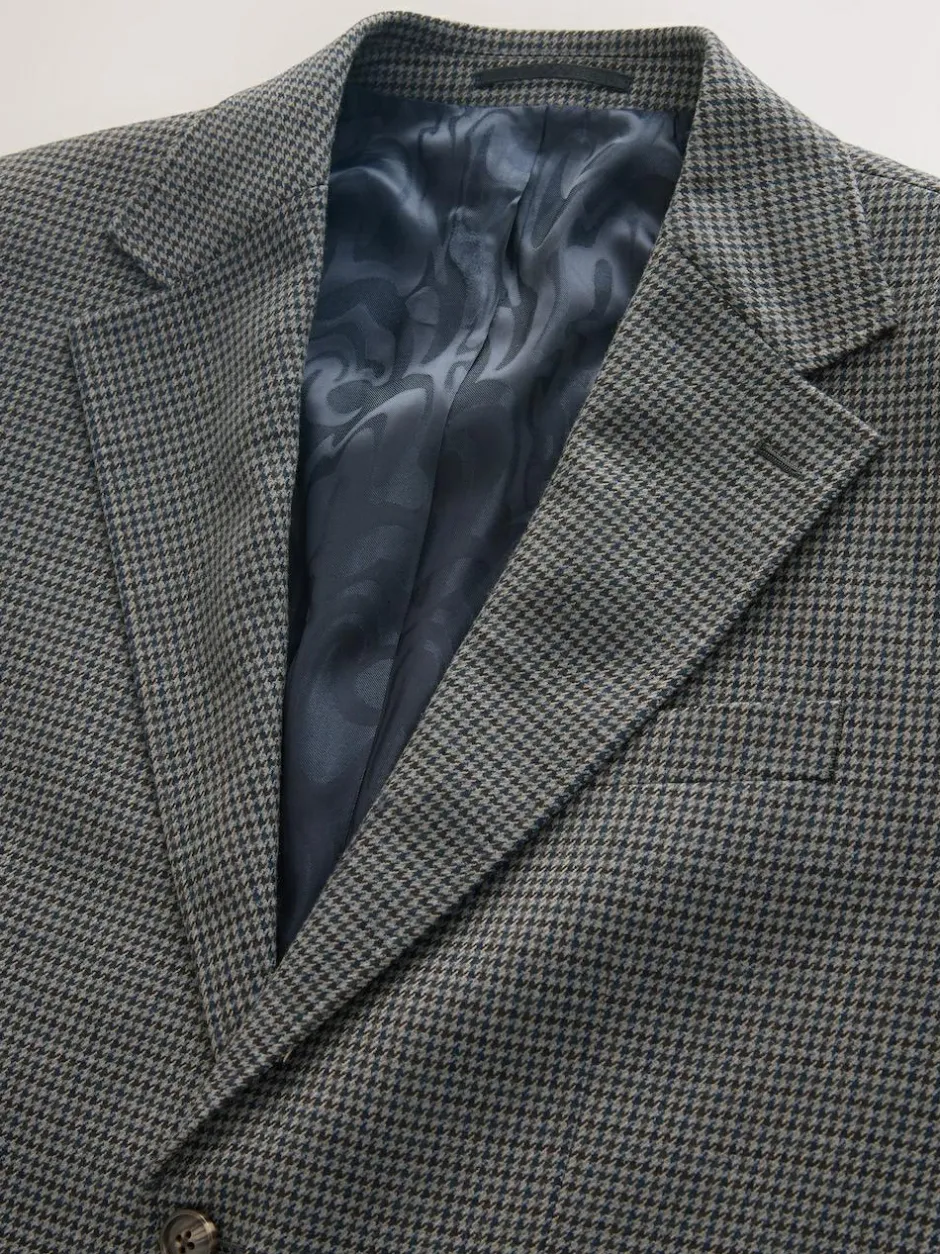 Next Charcoal Grey Slim Fit Puppytooth Wool Blend Suit Jacket