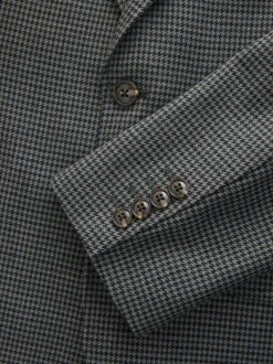 Next Charcoal Grey Slim Fit Puppytooth Wool Blend Suit Jacket