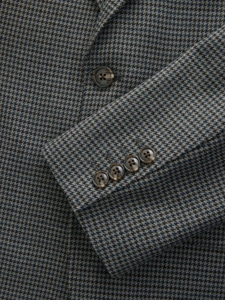 Next Charcoal Grey Slim Fit Puppytooth Wool Blend Suit Jacket