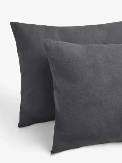 Next Charcoal Grey Supersoft 100% Brushed Cotton Duvet Cover Plain and Pillowcase Set New