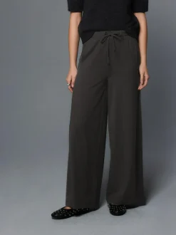 Next Wide Leg Jersey Joggers Charcoal Grey Sale