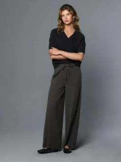 Next Wide Leg Jersey Joggers Charcoal Grey Sale