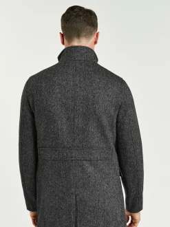 Next Wool Blend Mock Gilet Herringbone Padded Coat Charcoal Grey New