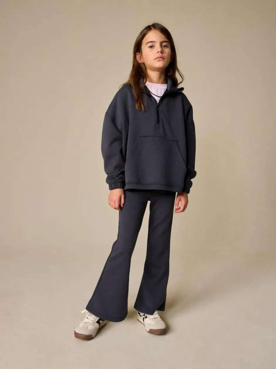Next Zip Neck Top and Foldover Flare Set (3-16yrs) Charcoal Grey