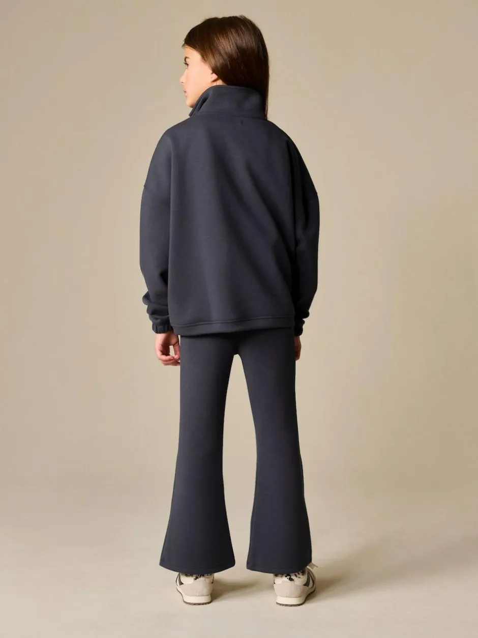 Next Zip Neck Top and Foldover Flare Set (3-16yrs) Charcoal Grey