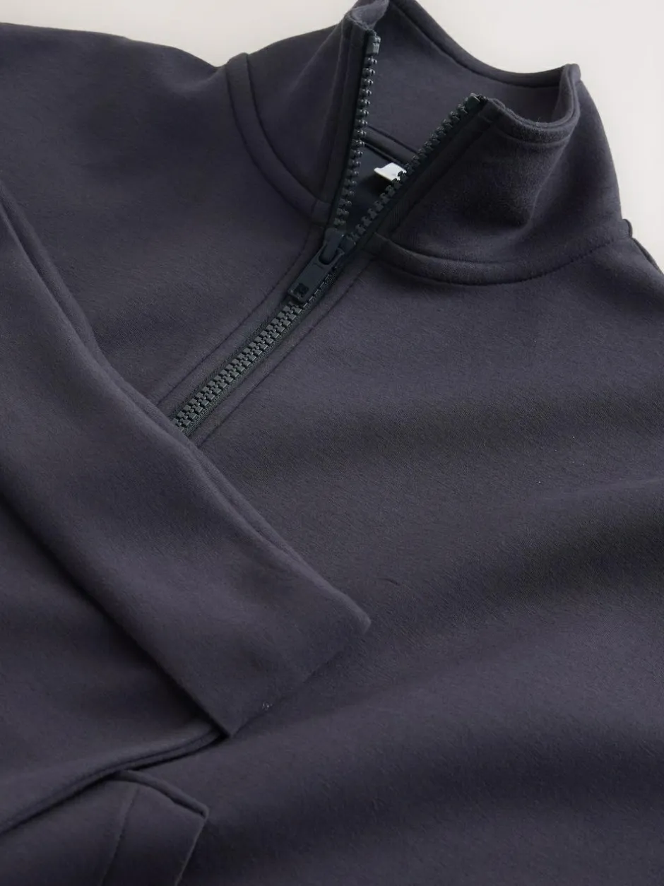 Next Zip Neck Top and Foldover Flare Set (3-16yrs) Charcoal Grey