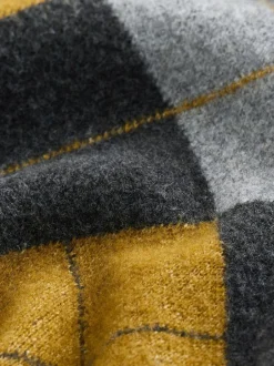 Next Charcoal Grey/Ochre Yellow Relaxed Fit Argyle Knitted V-Neck Tank with Wool Online