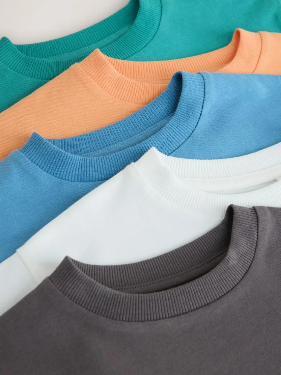 Next Charcoal/White/Blue/Orange/Green Short Sleeve T-Shirts 5 Pack (3mths-7yrs) Best
