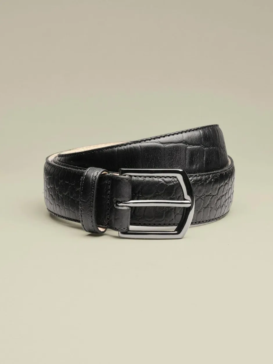 Charles Tyrwhitt Black Made in England Embossed Leather Belt Outlet