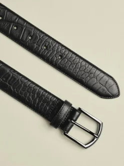 Charles Tyrwhitt Black Made in England Embossed Leather Belt Outlet