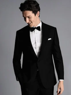 Charles Tyrwhitt Black Slim Fit Peak Lapel Dinner Suit: Jacket Outlet