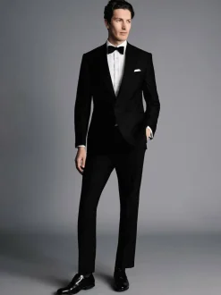 Charles Tyrwhitt Black Slim Fit Peak Lapel Dinner Suit: Jacket Outlet