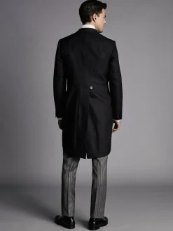 Charles Tyrwhitt Black Slim Fit Herringbone Morning Suit: Tailcoat Clearance