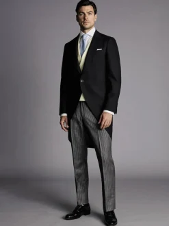 Charles Tyrwhitt Black Slim Fit Herringbone Morning Suit: Tailcoat Clearance