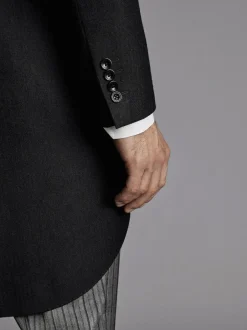 Charles Tyrwhitt Black Slim Fit Herringbone Morning Suit: Tailcoat Clearance