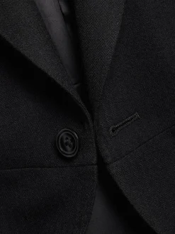 Charles Tyrwhitt Black Slim Fit Herringbone Morning Suit: Tailcoat Clearance