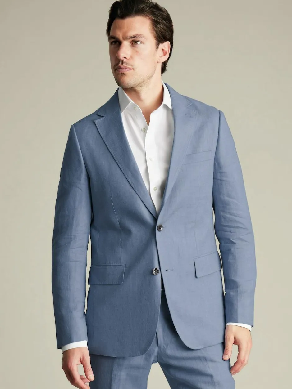 Charles Tyrwhitt Blue Slim Fit Slim Fit 100% Linen Jacket Online