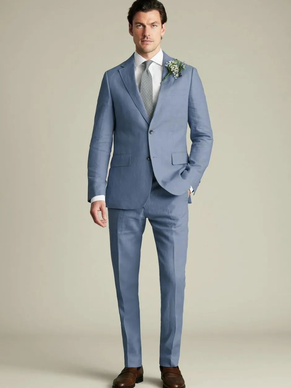 Charles Tyrwhitt Blue Slim Fit Slim Fit 100% Linen Jacket Online