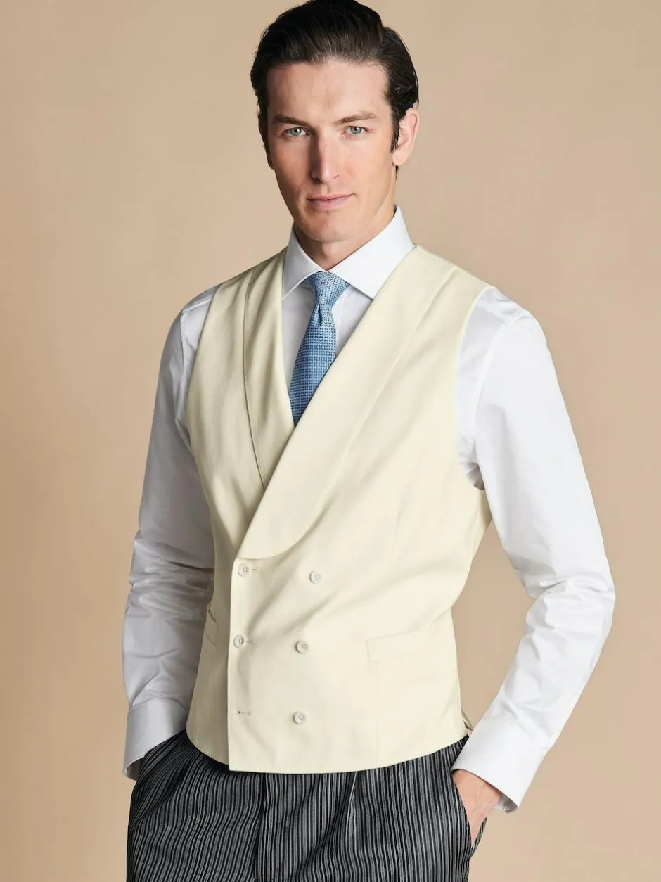 Charles Tyrwhitt Adjustable Fit Morning V2 Suit: Waistcoat Cream Clearance