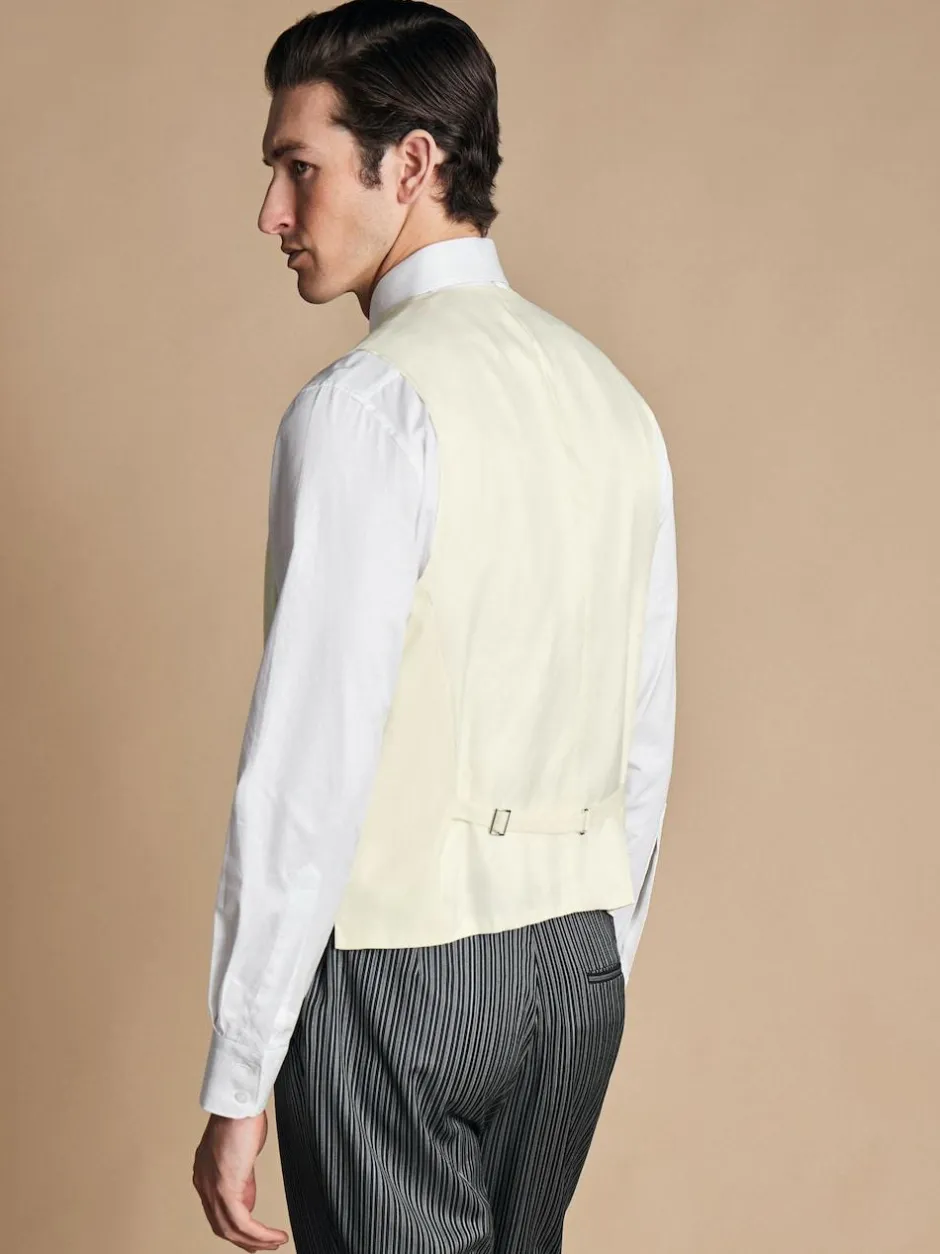 Charles Tyrwhitt Adjustable Fit Morning V2 Suit: Waistcoat Cream Clearance
