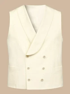 Charles Tyrwhitt Adjustable Fit Morning V2 Suit: Waistcoat Cream Clearance