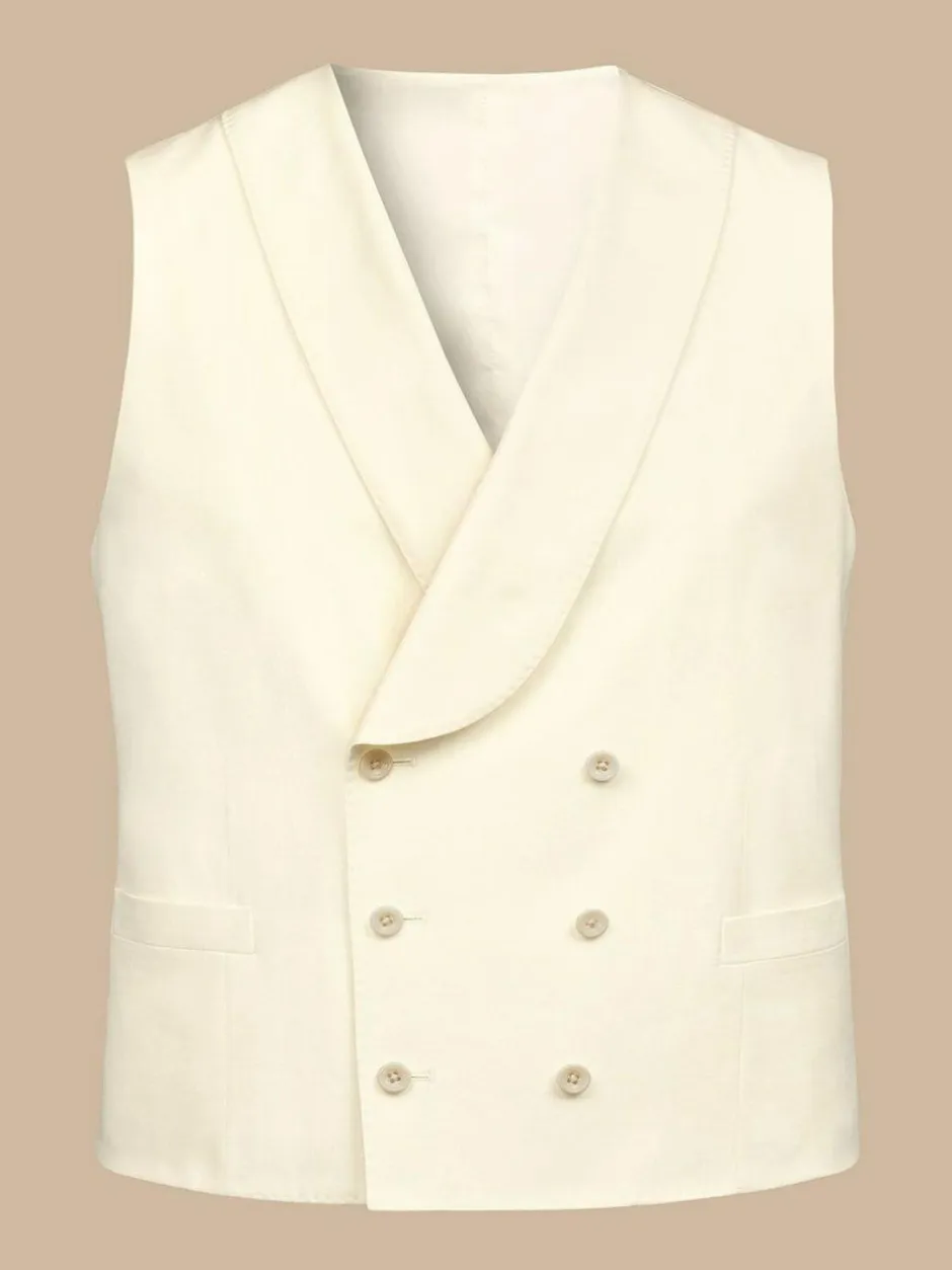 Charles Tyrwhitt Adjustable Fit Morning V2 Suit: Waistcoat Cream Clearance