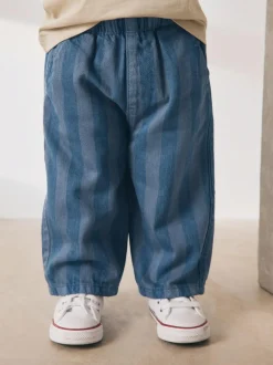 Next Checkerboard/Blue Stripe Pull On Wide Trousers 2 Pack (3mths-7yrs) Hot