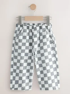 Next Checkerboard/Blue Stripe Pull On Wide Trousers 2 Pack (3mths-7yrs) Hot