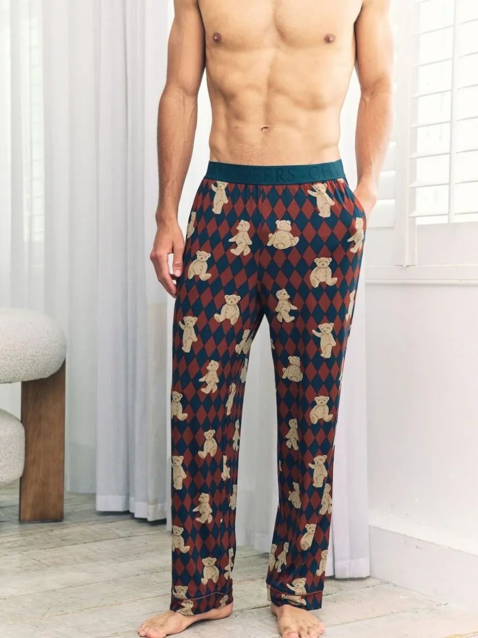 Chelsea Peers Blue Argyle Bear Print Pyjama Bottoms Hot