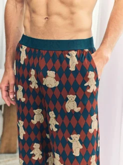 Chelsea Peers Blue Argyle Bear Print Pyjama Bottoms Hot