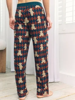 Chelsea Peers Blue Argyle Bear Print Pyjama Bottoms Hot